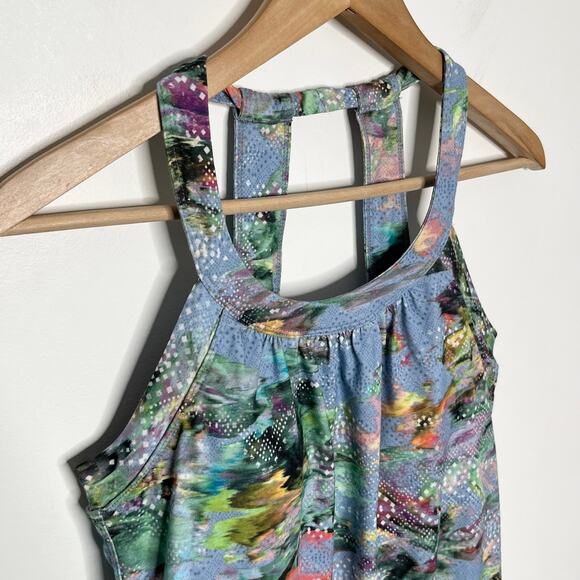 Prana Womens Cantine Dress Small Blue Graceful Floral Halter Padded Outdoor - Picture 5 of 10